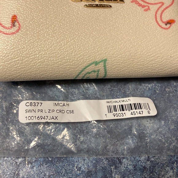 Coach L-zip Card coin case swan print canvas. NWT - Picture 7 of 7